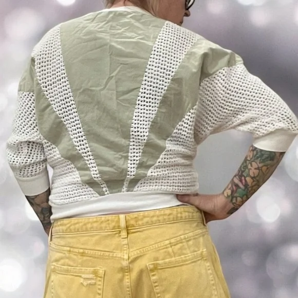 Vintage 70s Greek fishnet peasant casual abstract top shirt-M - Picture 4 of 9